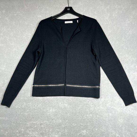Sandro Paris Sweater Womens Size 2= Medium Black Cardigan Sweater Long Sleeve - Picture 1 of 10